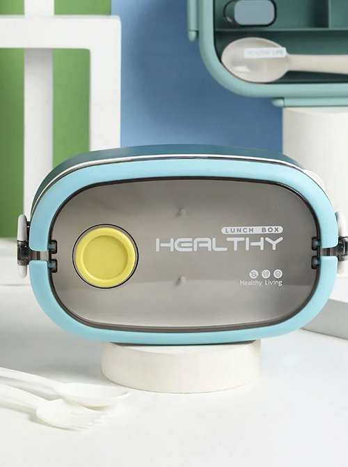 double-decker-bento-steel-lunch-box-with-compartments Steel Double-Decker Lunch Box - Image 1