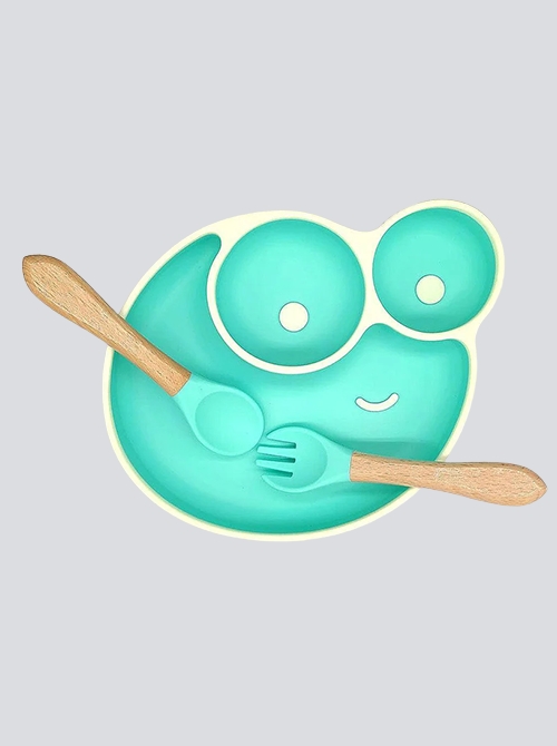 Baby Food Plate - Elephant Design with Wooden Spoon Elephant Design Food Plate - Image 1