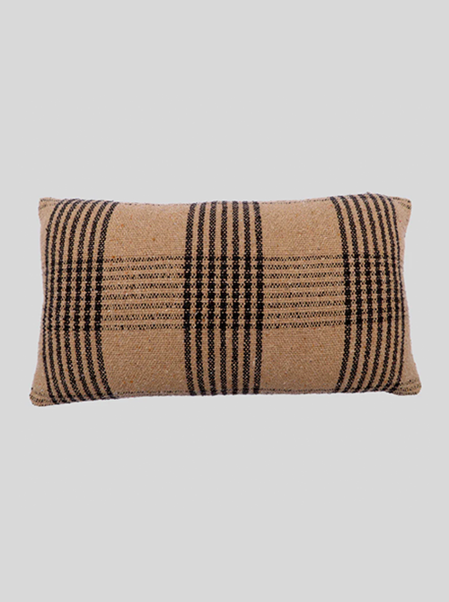 Brown Checkered Cushion Cover Brown Handwoven, 30 x 50 cm Checkered Handwoven Cushion Cover - Image 1