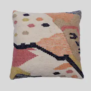 Abstract Colorblock Kilim Wool Cushion