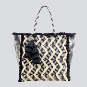 Zigzag Tassel Tote Black